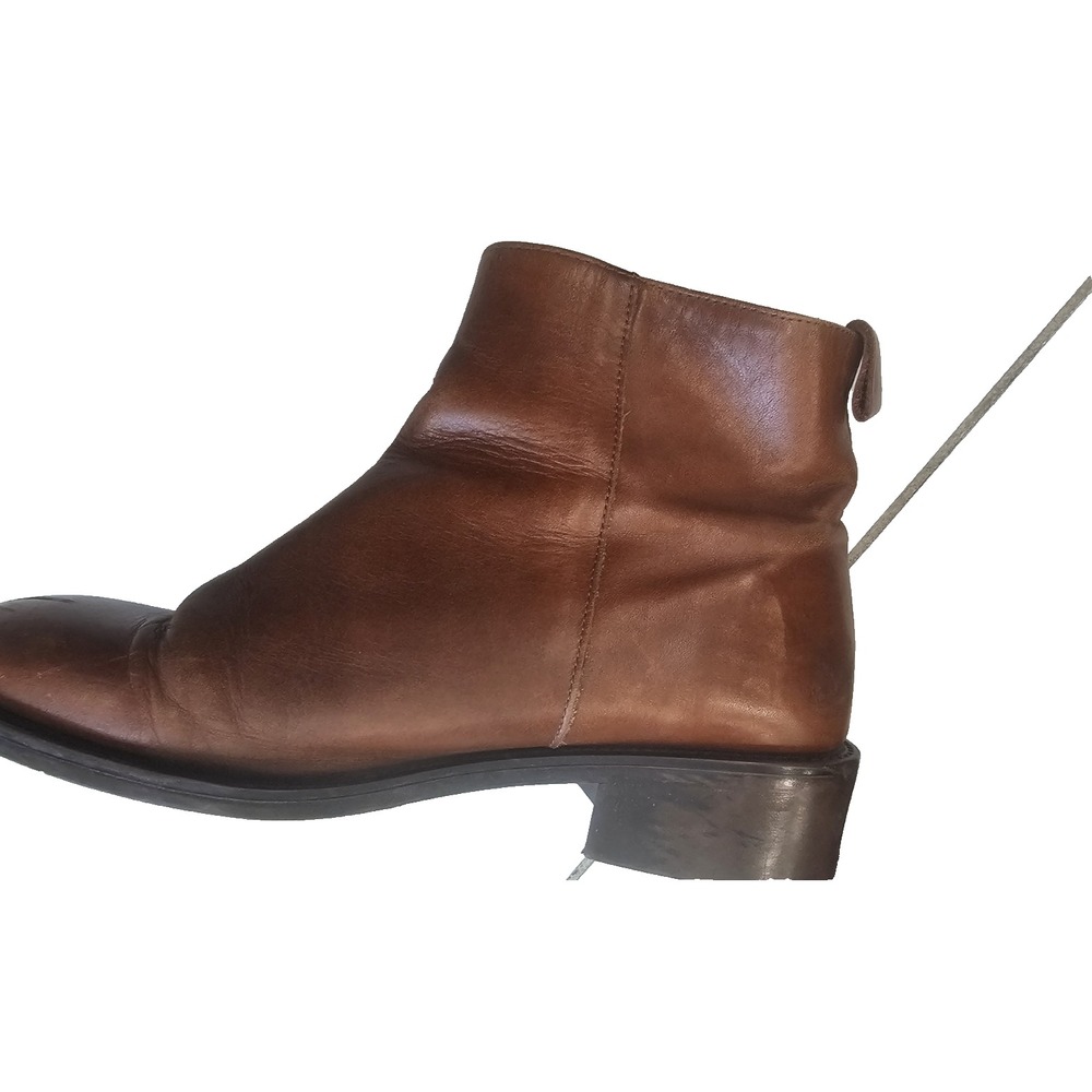 Zara Basic Leather Brown Low Block Heel Women's EU 38 US 7.5 - Picture 4 of 10
